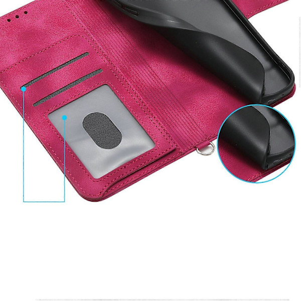 Fodral för Realme 14 5G, blommönster PU-läder plånboksfodral med rem Multicolor Wine Red