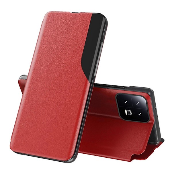 PU Læder Telefon Stand Case til Xiaomi 13 5G, Visningsvindue Anti-drop Telefon Cover Multicolor Style B