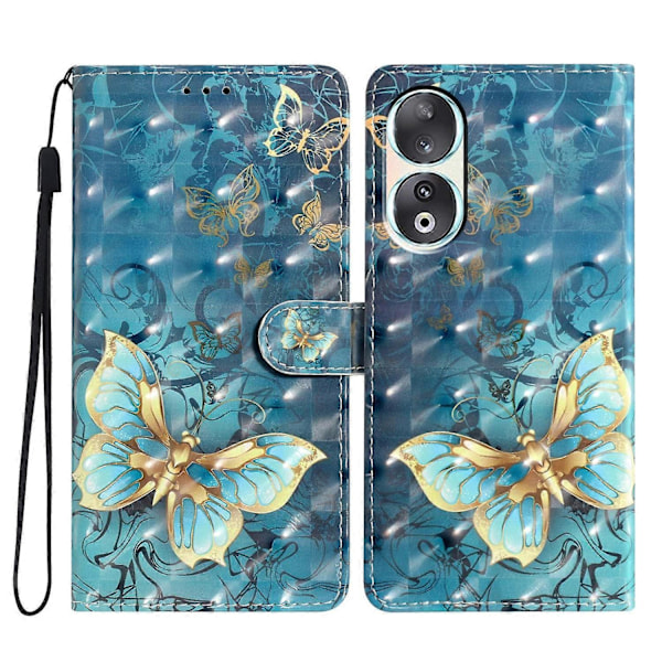 Stöttåligt plånboksfodral i PU-läder med 3D-mönster för Honor 90 Multicolor Style A