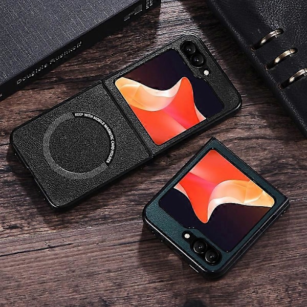 Magnetisk etui til Samsung Galaxy Z Flip5 5G, kompatibelt med Magsafe, PU læderbelagt PC telefoncover Multicolor Style D