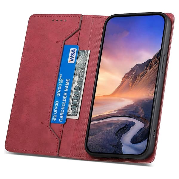 DF-05 Stand Cover til iPhone 15 Plus, PU Læder Smartphone Etui RFID Blokerende Telefon Shell Wallet Multicolor Style C
