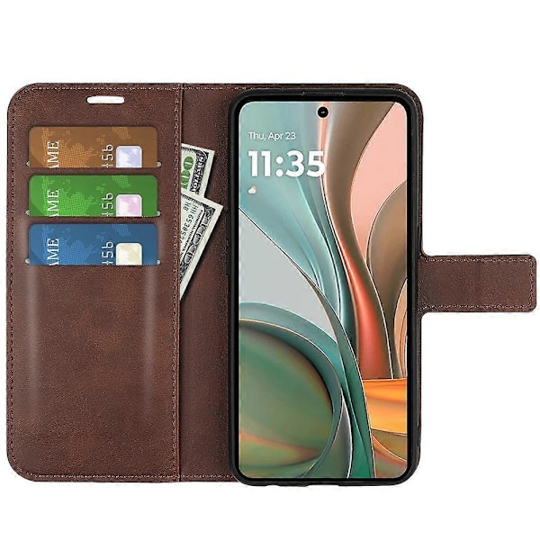 Til Motorola Moto G75 5G Stand Case Anti-Scratch Kalvetekstur Læder Telefon Cover Multicolor Style G