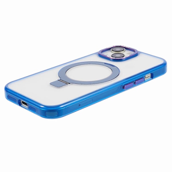 Läpinäkyvä TPU+PC suojakuori iPhone 15 Plus -puhelimelle, näkymätön jalusta ja magneettinen puhelinkuori Multicolor Style E