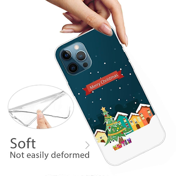 Deksel til iPhone 16 Pro Max med Julemønster, Myk TPU Telefondeksel - God Jul Multicolor Christmas Town