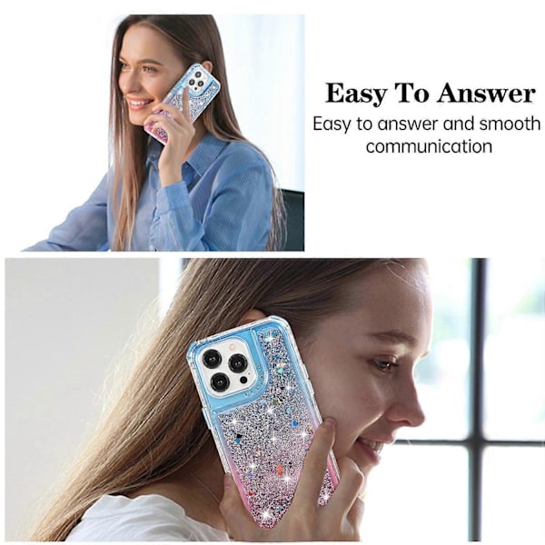 iPhone 13 Pro 6.1 tuuman puhelinkotelo TPU+PC pudotussuoja Gradient Liquid Quicksand -kuori Multicolor Blue+Pink