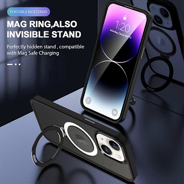 För iPhone 13/14 6.1 tum Kompatibelt med MagSafe Mobilskal PC+TPU Ring Ställ Skyddande Fodral Multicolor Style A