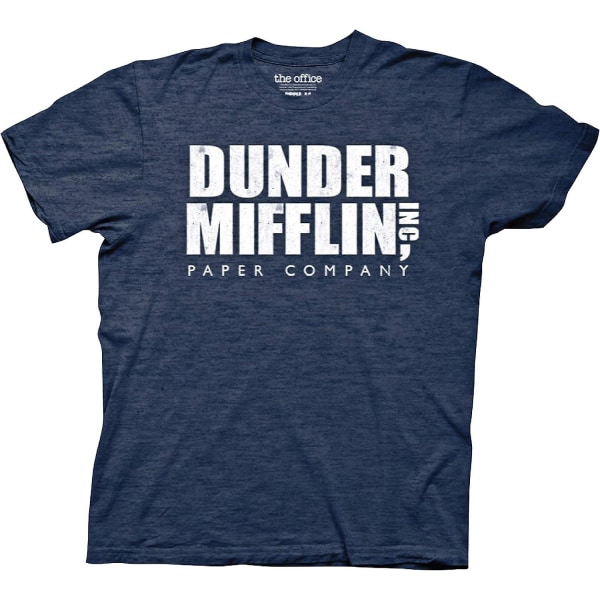 The Office Kortärmad T-shirt för män Dunder Mifflin Paper Company Tv Sitcom Crew Neck-vuxen, 3xl Navy S