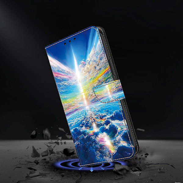 Samsung Galaxy S24 FE -kotelo, kuvioitu painettu suojakotelo, nahkainen läppäkotelo - Panda Multicolor Colorful Sky