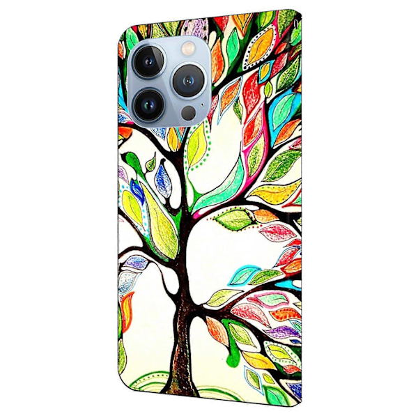 Fodral för iPhone 16 Pro Max, mönstertryckt skyddande skal TPU+PU Läder Flip Fodral Multicolor Style J