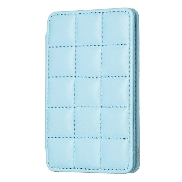 BFK01 3D Rutdesign Telefon Baksida Kort Hållare Självhäftande PU Läder Kortficka - Grön Multicolor Blue