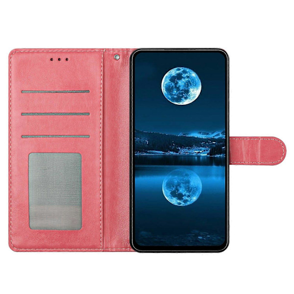Læderetui med pung og stativ til iPhone 16e med praktisk rem Multicolor Rose Gold
