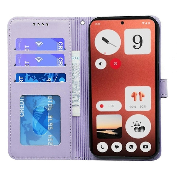 For Nothing CMF Phone 1 lompakkokotelo magneettilukolla, nahkainen puhelinkotelo hihnalla - Vihreä Multicolor Purple