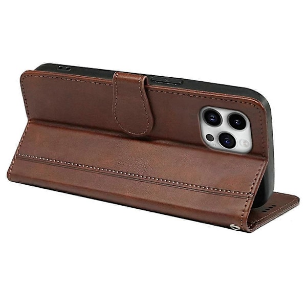 Kalveskinds tekstur læder etui med stativ i bogstil til iPhone 16 Pro Max Multicolor Style F