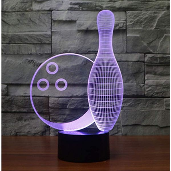 Ltd Creative Bowling Bottle 3d Nattljus USB Powered Touch Switch Fjärrkontroll Led Decor Optisk Illusion 3d Lampa 7/16 Färger Ändrar Barn Ki
