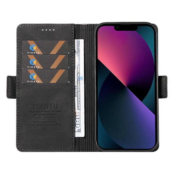 YIKATU YK-005 Skinnkänsla PU Läder Plånboksfodral med Stötsäkert Ställ för iPhone 15 Multicolor Style E
