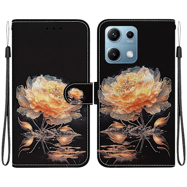 Plånboksfodral för Xiaomi Redmi Note 14S 4G, Anti-Drop Läder Flip Cover med Mönstertryck Multicolor Gold Peony