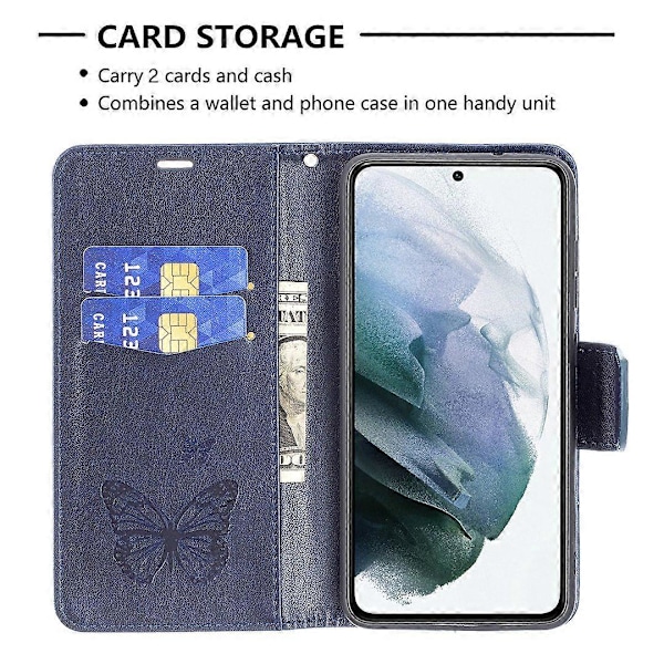 Imprint Fjäril Plånbok Läder Ställ Fodral för Samsung Galaxy S21 FE 5G Multicolor Style C