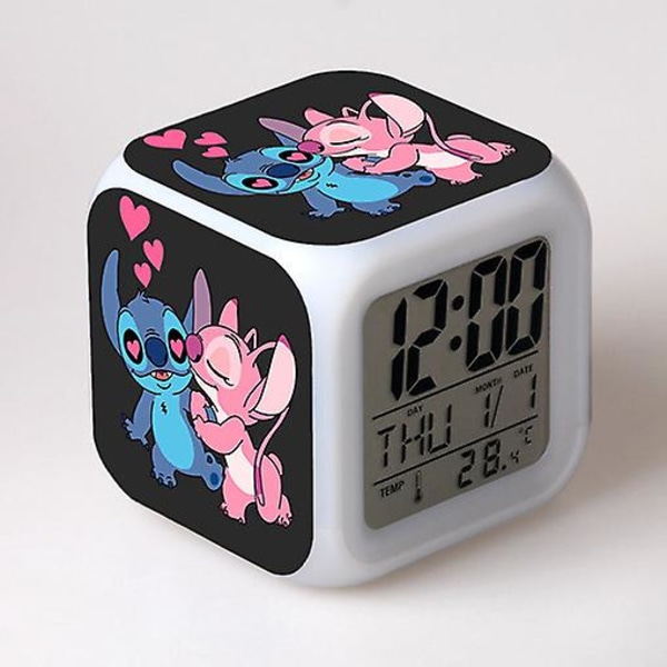 Stitch Väckarklocka Stitch Barnpresent Färgbyte Fyrkantig väckarklocka Julklapp Flera typer style 6