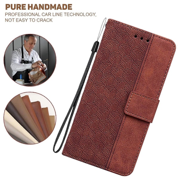 Til iPhone 15 Pro Max Geometri Præget PU Læder Telefon Cover Foldbart Stativ Wallet Cover Multicolor Style E