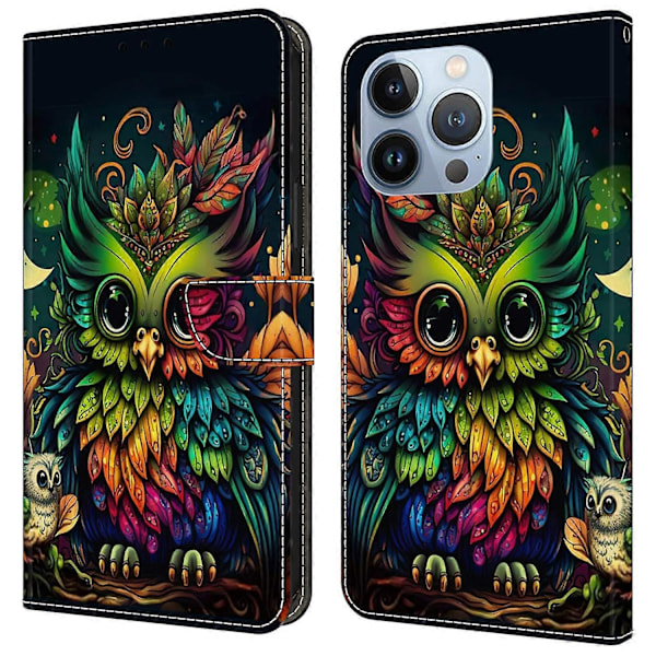 Fodral för iPhone 16 Pro Max, mönstertryckt skyddande skal TPU+PU Läder Flip Fodral Multicolor Style L