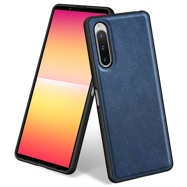 För Sony Xperia 10 V Retro phone case Fallskydd Pu Läder+tpu+pc Telefonskyddsskal Blue