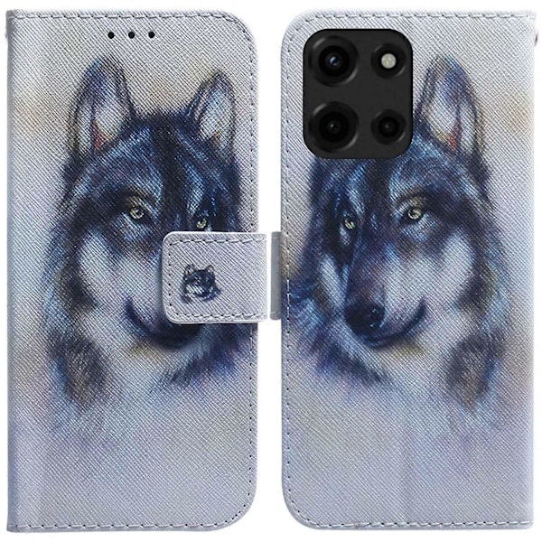 Til Motorola Moto G Power (2025) Wallet Case Mønsterprint Læder Telefon Cover Multicolor Wolf