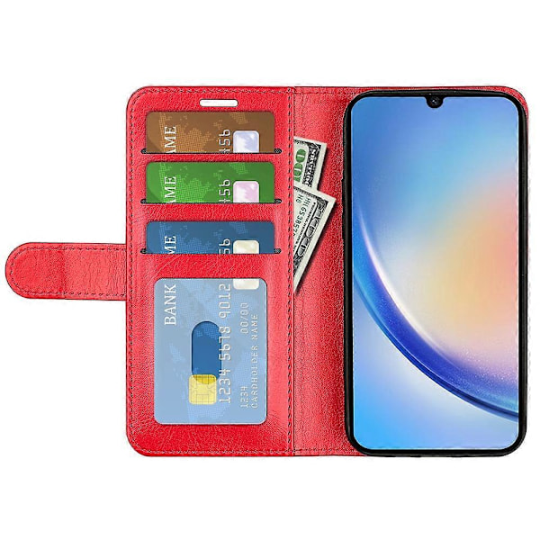 Samsung Galaxy A24 4G (162,1 x 77,6 x 8,3 mm) PU-nahkainen lompakkokotelo, jossa on taitettava jalusta Multicolor Style C