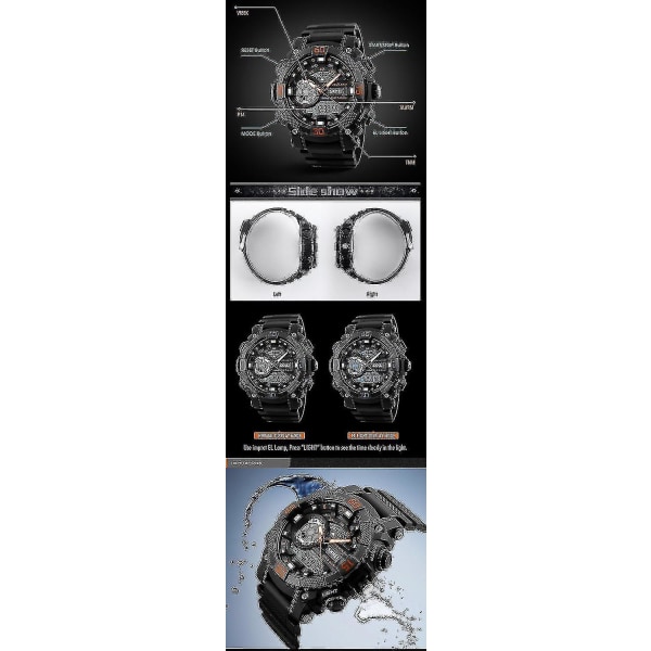 Skmei 1228 Dual Display Multifunktionel Digital Quartz 50m Vandtæt Chronograph