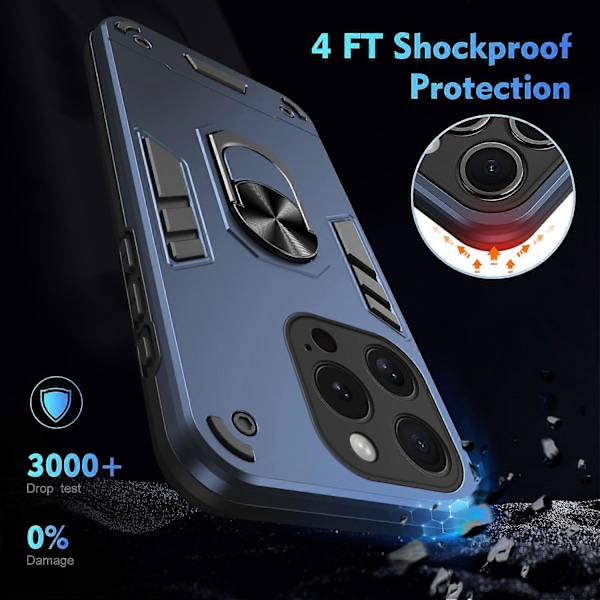 Mobilskal för iPhone 15 Pro Max PC+TPU Anti-fall Roterande Ring Ställskydd Multicolor Style C