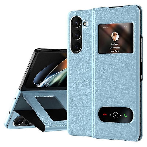 För Samsung Galaxy Z Fold6 5G Fodral PU Läder Litchi Textur Telefonskal Visningsfönster Multicolor Style E
