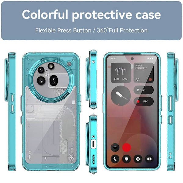 Nothing Phone (3a) Pro -kotelo TPU+Akryyli Suojaava Kirkas Puhelinkuori Multicolor Transparent Blue