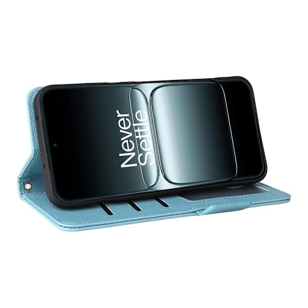 Skal för OnePlus 13T 5G med handledsrem, litchi-textur PU-läder plånboksfodral Multicolor Baby Blue