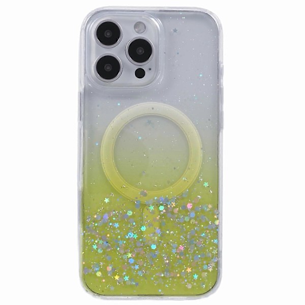 For iPhone 16 Pro Deksel Kompatibelt med MagSafe Sparkle Epoxy TPU+Akryl Telefondedeksel Multicolor Style A