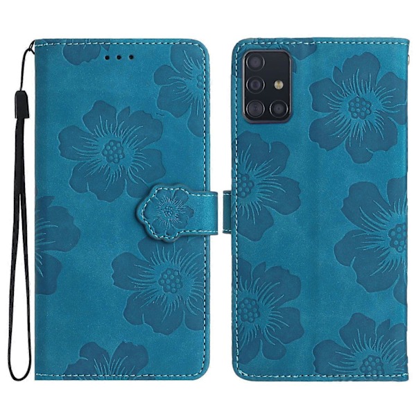 Pungcover til Samsung Galaxy A51 4G SM-A515 Blomster Præget Stativ PU Læder Telefon Cover Multicolor Style B