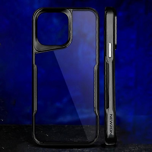 NEWZONE Mobilskal för iPhone 15 Pro Max, Matt, Falltåligt TPU+Akrylskal Multicolor Titanium Black