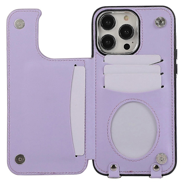 För iPhone 16 Pro Max Skal TPU+PU Läder Telefonskydd med Ringstativ och Axelrem Multicolor Style A