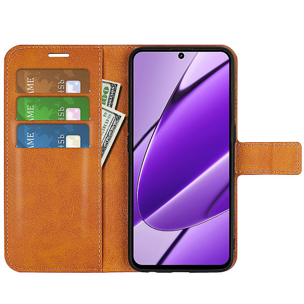 För Realme 11x 5g Phone case Plånboksställ Pu Läderskal Kalvstruktur Fullt skydd Cover Yellow