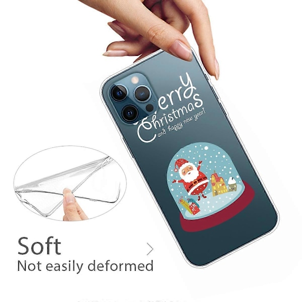 iPhone 16 Pro -kuori, jouluaiheinen pehmeä TPU-puhelinkuori - Orava Multicolor Crystal Ball
