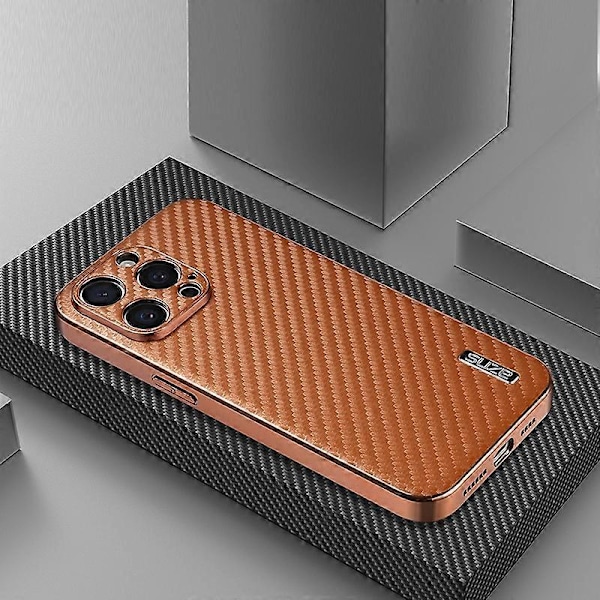AZNS Skal för iPhone 14 Pro Max Elektropläterad Kolfibertextur PU+TPU Telefonskydd Multicolor Style A