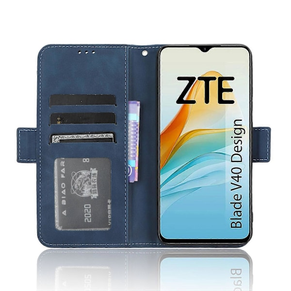 För ZTE Blade V40 Design PU Läder Telefonfodral Ställ Flera Kortplatser Plånbok Smartphone Skydd