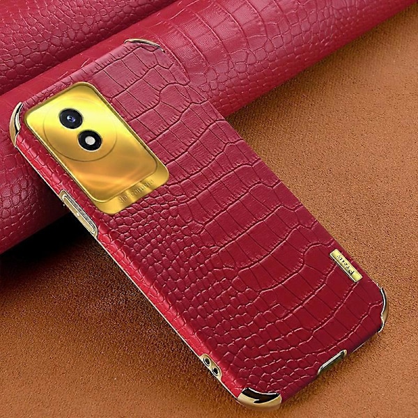 vivo Y02 4G -puhelimelle krokotiilinnahkajäljitelmä, galvanointipinnoitettu, nahkapäällysteinen TPU-puhelinkotelo Multicolor Style D
