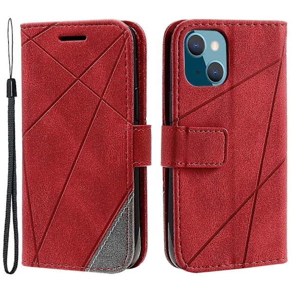 För iPhone 13 Skal Splitsat Läder Telefonskydd med Plånboksfack Multicolor Style E