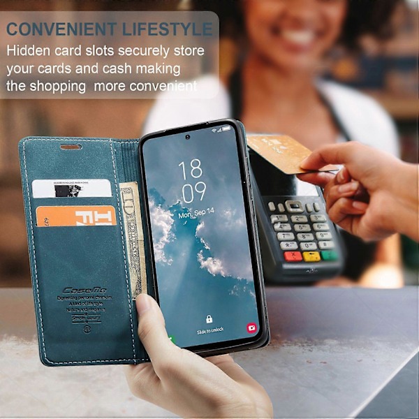 CASEME 013 -sarjan puhelinkotelo Samsung Galaxy A54 5G:lle PU-nahkakotelo Lompakkoteline Iskunkestävä suojus Multicolor Style B