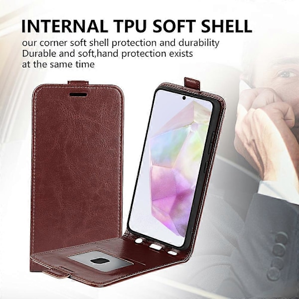 Til Samsung Galaxy A36 5G Etui med Kortlommer Vertikal Flip Læder Telefon Cover Multicolor Style D