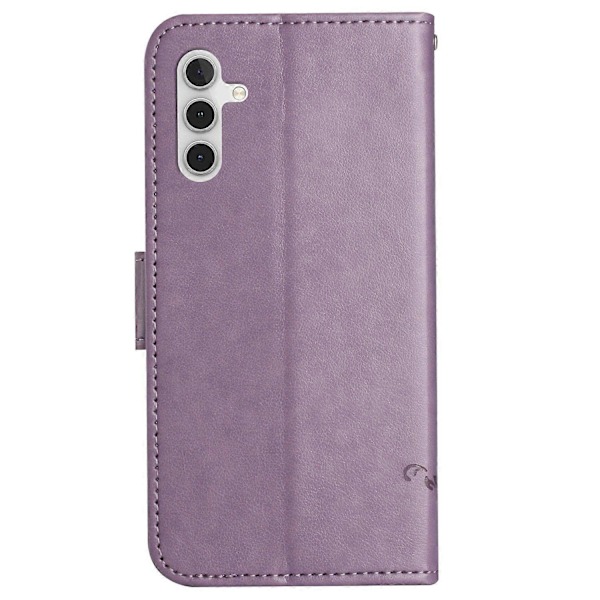 Samsung Galaxy S23 FE PU-nahkakukkaro puhelinkotelo perhos- ja kukkaprintillä, jalustalla Multicolor Style D