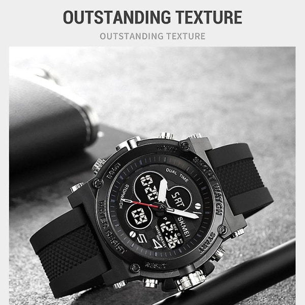 Skmei 2065 50m vattentät digital watch med dubbla skärmar Black
