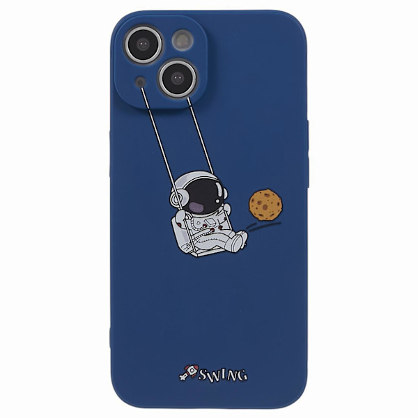 Roligt tecknat Astronaut phone case för Iphone 13, mjukt Tpu reptåligt cover Swing Astronaut Blue