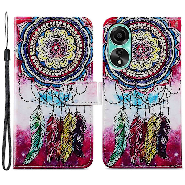 Til Oppo A38 4G Etui Mønsterprintet PU Læder Stand Wallet Telefon Cover Multicolor Style H