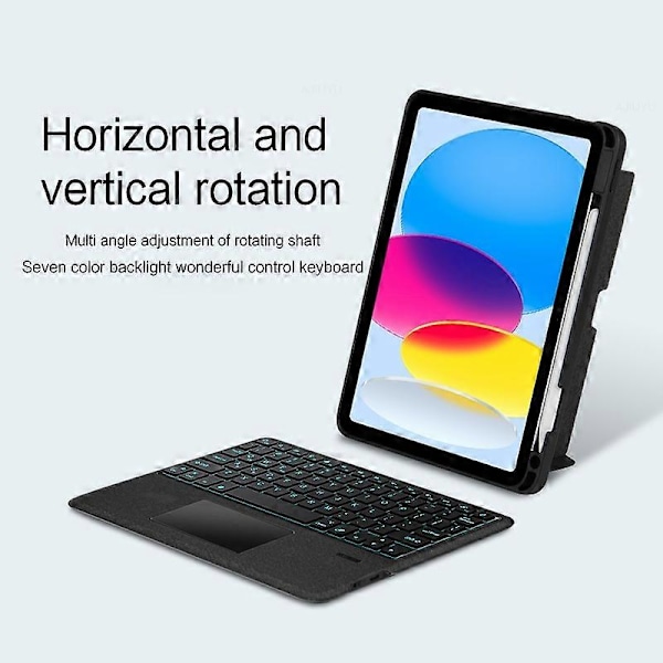 iPad 10.9 (2022) Nahkakotelo + Bluetooth-näppäimistö taustavalolla ja kosketuslevyllä