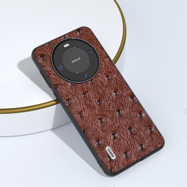 Telefonfodral med strutsstruktur för Huawei Mate 60 Pro, äkta koskinnbelagd PC+TPU-skal Multicolor Style B